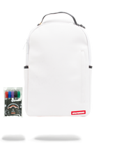 THE SPRAYGROUND DIY WHITE BACKPACK (VEGAN LEATHER & INNER MONEY LINING) & MARKERS INCLUDED