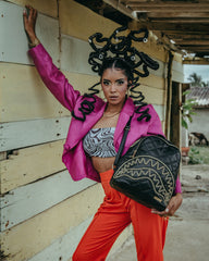 NOIR QUILT GOLD CHAIN SHARK SAVAGE BACKPACK