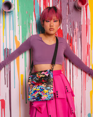 SLICED AND DICED CAMO MESSENGER SLING BAG