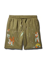 PAINT SPLAT KNIT SHORTS (GREEN)