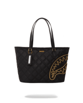 NOIR QUILT GOLD CHAIN SHARK TOTE