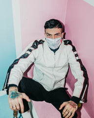 SHARK CHECK (WHITE) FACE MASK