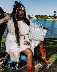 KNIT SHARKS IN PARIS IN CREAM TOTE