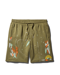PAINT SPLAT KNIT SHORTS (GREEN)