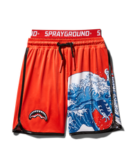 KIDS JAPAN WAVE SWIM TRUNKS (RED)