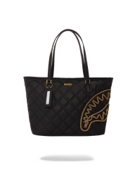 NOIR QUILT GOLD CHAIN SHARK TOTE