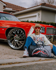 SCRIBBLE DRIBBLE CHECK DUFFLE